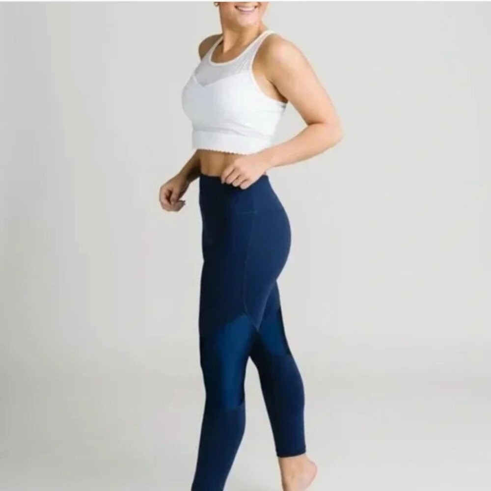 Zyia Active Navy Blue High Waisted Mesh Panel Compression Leggings Size 6-8